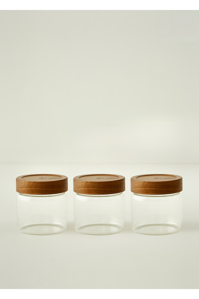 Bella Maison Austin Wooden Lid 3-Piece Jar Set Natural (500 Cc)
