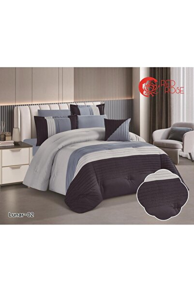 Red Rose Lunar Modern Design Microfiber Duvet(5 Pieces) - Striped - Single an...