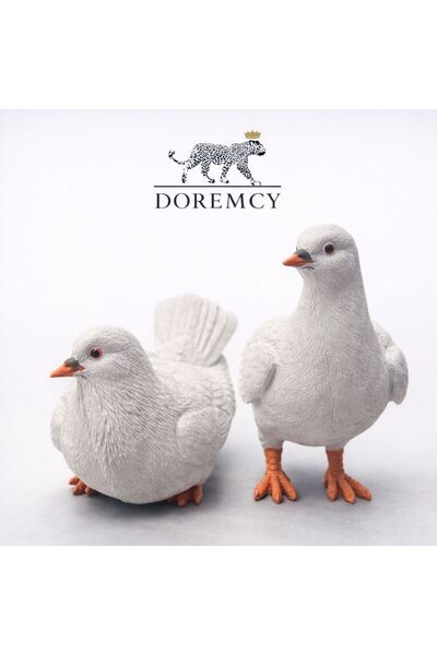 Doremcy Dekoratif Güvercin Biblo 2’li Set Kuş Obje Balkon Bahçe Salon Hediyelik