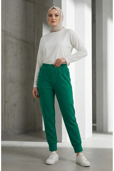sefamerve Elastic Waist Trousers 71125-05 Green