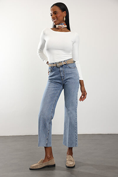 5in1Canpolat Light Blue High Waist Mini Flare Jean 2005