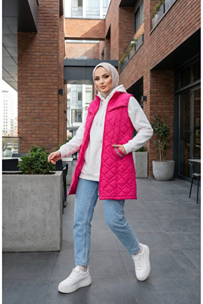 sefamerve Quilted Vest 4949-01 Fuchsia