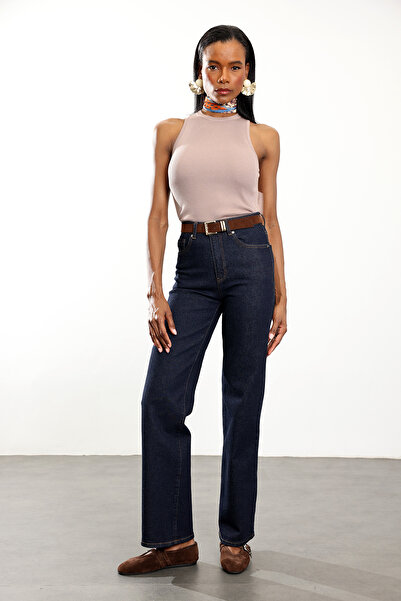 5in1Canpolat Τζιν με ίσια γραμμή και λεπτομέρειες στην ζώνη, που πλένεται στο...