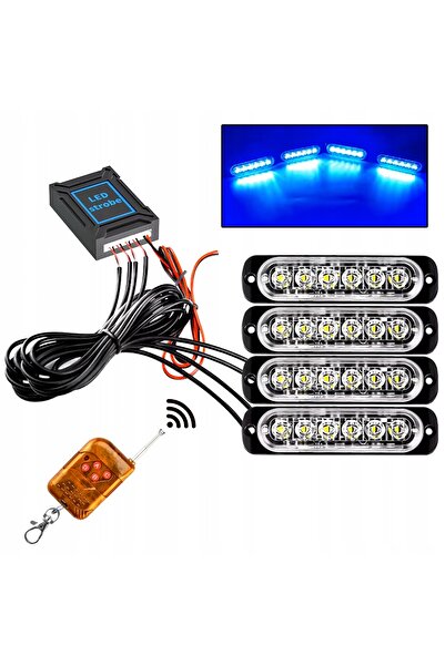 Other 4x LED BLUE FLASH WARNING LAMP REMOTE CONTROL STROBE PROGRAMS