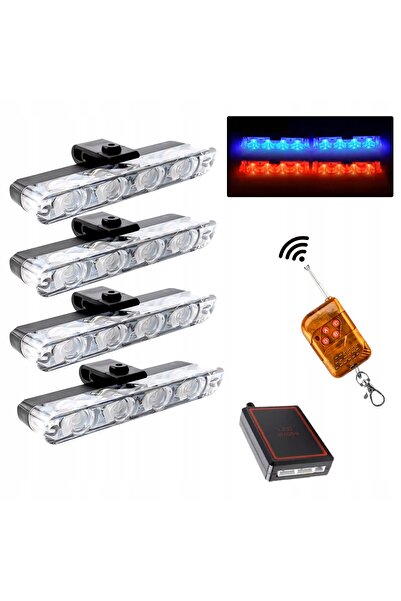 Other 4x LED BLUE RED FLASH WARNING LAMP REMOTE CONTROL 4xSMD IN BUMPER