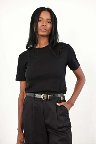 5in1Canpolat Μπλουζάκι με λαιμόκοψη μαύρο 1075