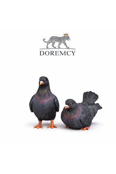 Doremcy Dekoratif Güvercin Biblo 2’li Set Kuş Obje Balkon Bahçe Salon Hediyelik