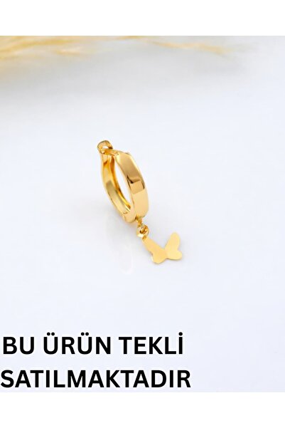 YCL JEWELLERY 8 Ayar Altın (TEKLİ) Zarif Halka Kelebek Küpe