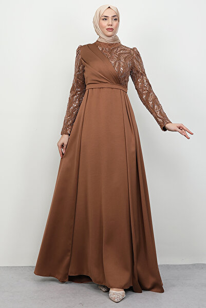 Lamia Giyim Bilge Tesettür Abiye Taba