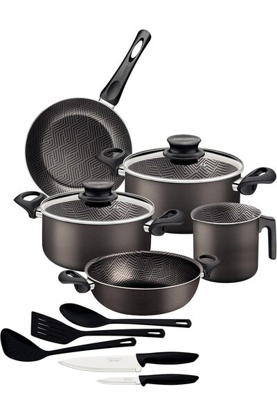 TRAMONTINA Paris 12 Pieces Lead-Colored Aluminum Cookware Set