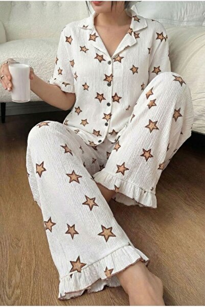 MİSSLALE Σετ γυναικείας πιτζάμας με κουμπιά και κοντό μανίκι
