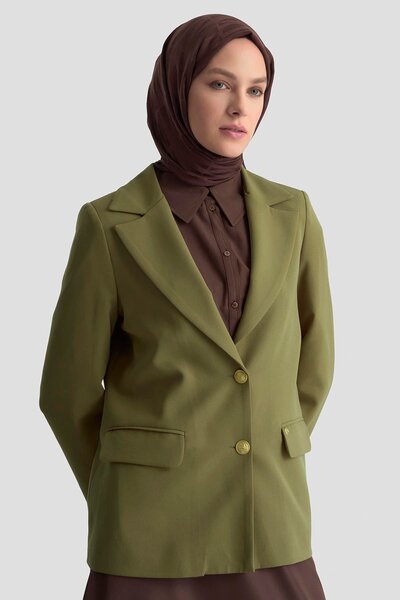 Armine TREND Gold Düğmeli Astarlı Blazer Ceket Haki 25KT520