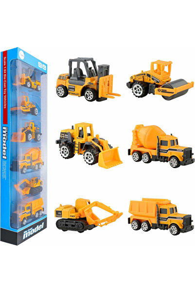 MC Micostore Set 6 vehicule de constructii jucarie, utilaje santier, scara 1:64