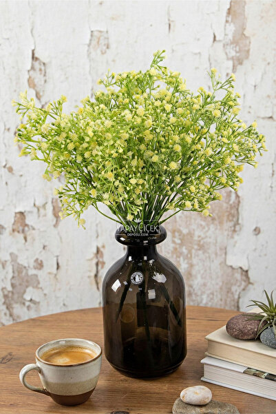 Yapay Çiçek Deposu Plantă artificială cu 7 ramuri, buchet de Cipso, 35 cm, crem