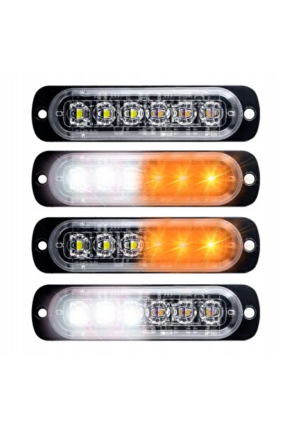 Other 4x LED ORANGE WHITE FLASH WARNING LAMP 18 MARKER PROGRAMS