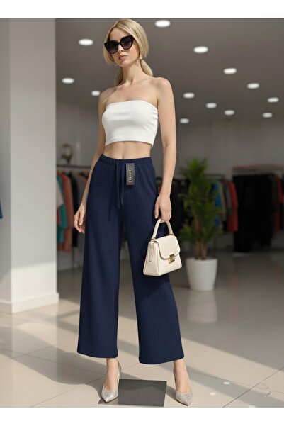 THEBEK Women's Bubble Loose Summer Casual Loose Cut Elastic Pipe Leg Trousers