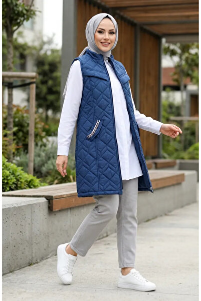 sefamerve Quilted Vest 4949-03 Indigo