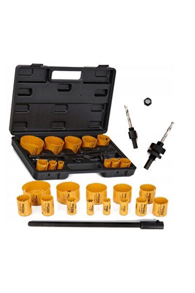 Kraft Wood and metal core bit set with adapter, 19-76 mm, 17 pieces,