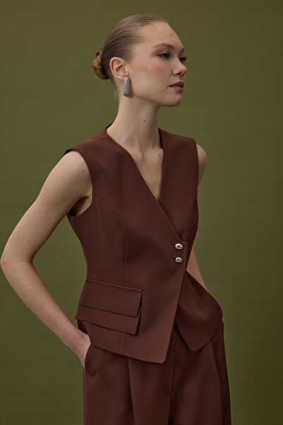 Sateen Sofia Vest - Brown