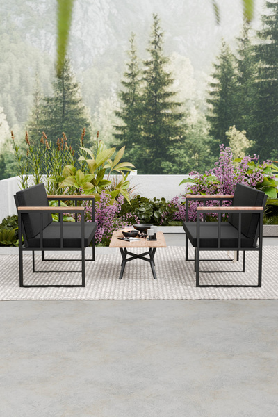 Wood House RETRO 2'Lİ BAHÇE TAKIMI (SİYAH)