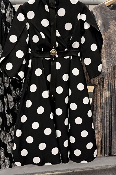 OEM women's dress, midi, with Belt, burgundy, black, green, viscose