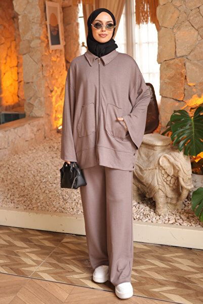 İmajButik Modal Set with Mink Zippered Tunic and Pants