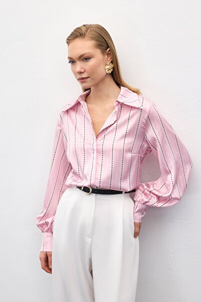 Sateen Striped Shirt - Pink