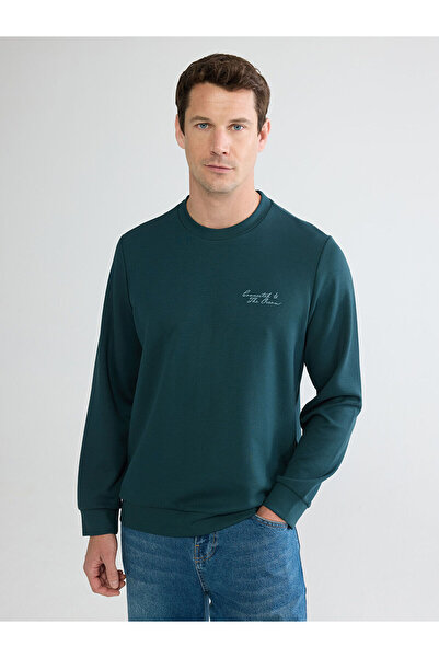 LC Waikiki Peak New Season Crew Neck Embroidered Men's Sweatshirt