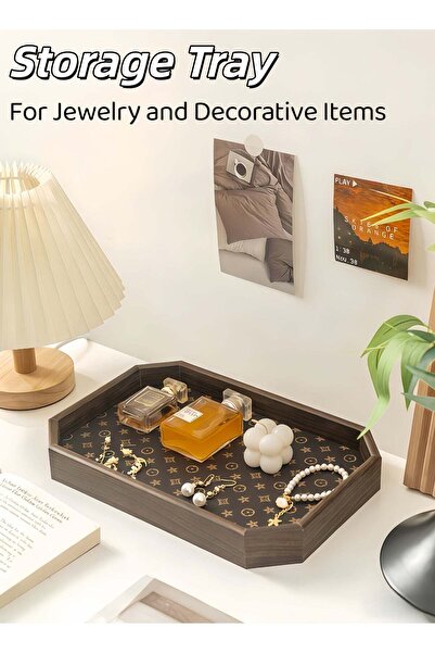 Generic Storage Tray for Jewelry and Decorative Items Wooden Tray Serving Tra...