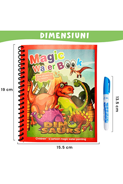 Pitikot Carte de colorat cu apa Magic Book , Reutilizabila, plina de culori vibrante, Dynoland