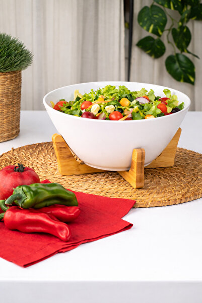 tutku home Bambu Standlı Büyük Boy Salata Kasesi - 24 Cm