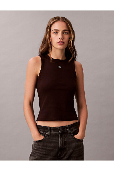 Calvin Klein Kadın Woven Label Cotton T-Shirt