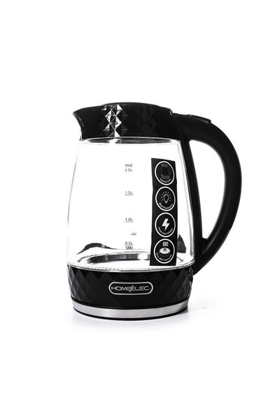 Home Elec Home elek glass kettle, 2 liters, 2200 watts
