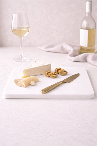 Marbello 25x30 Beyaz Mermer Kesme Tahtası – Steak, Peynir & Şarküteri Sunum T...