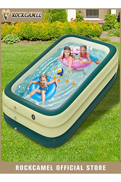 ROCKCAMEL Inflatable Swimming Pool 260*170*60cm, Fashionable Children's Swimm...