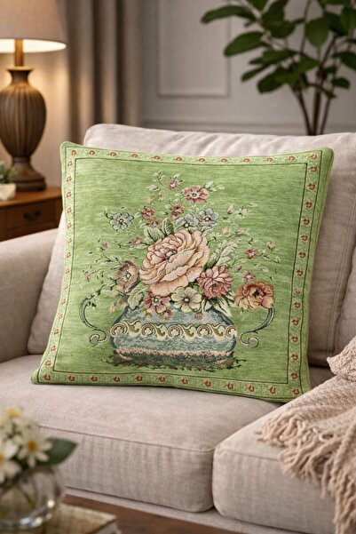 Yeshome Collection Vintage Bouquet Tapestry Throw Pillow Cover 45X45 cm