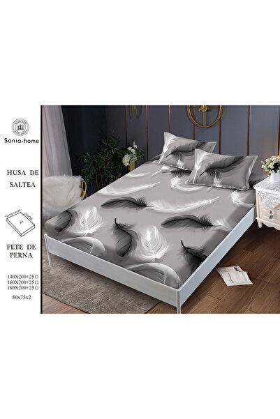 FIONNA.RO Stretchy Duvet Cover and Pillowcases Made of Finet 160x200cm - Grey...