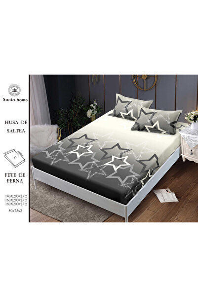 FIONNA.RO Stretchy Duvet Cover and Pillowcases Made of Finet 160x200cm - Grey...