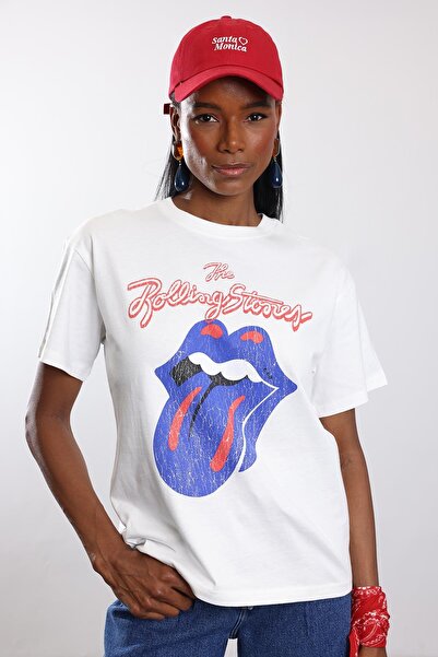 5in1Canpolat White Printed Oversize T-Shirt