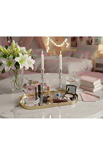 Jovi Set of 2 Gold-Colored Wavy Mirrored Presentation Trays – Wall Decoration...