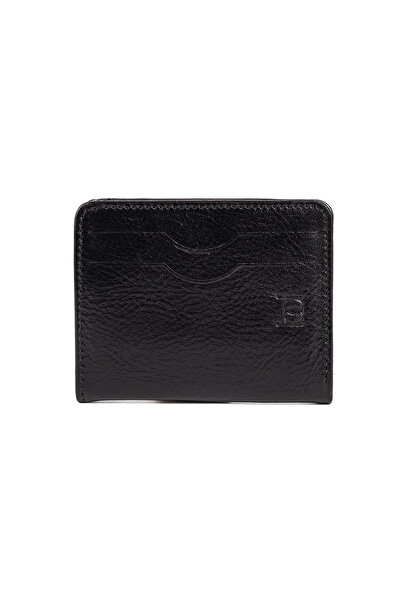 BAYDERİ Coewl Leather Magnetic Card Holder Black