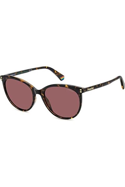 Polaroid نظارات شمسية نسائية بتصميم عين القطة وعدسات مستقطبة - إطار هافانا / ...