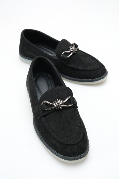 Solo Bag Loafer de damă din piele întoarsă cu cataramă, cu talpă confortabilă...