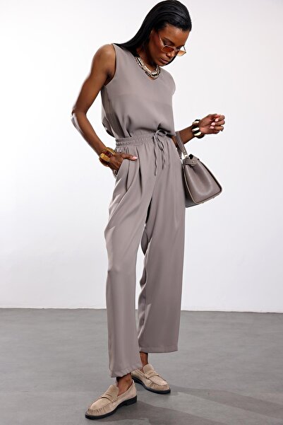 5in1Canpolat Mink Blouse Trouser Set 0001