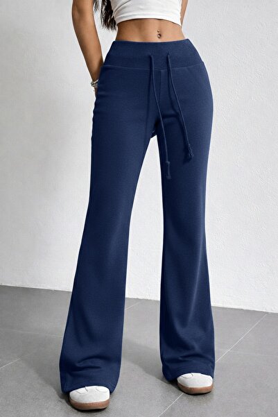 GHASSY CO. Women's Cotton High Waist Ultra Stretchy Lace-Up Wide Spanish Leg ...