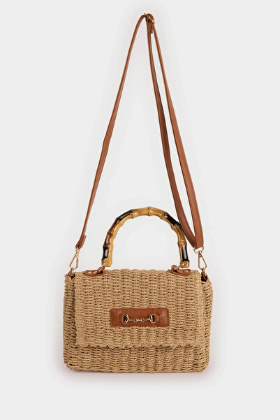 DeFacto E2809Axbg217 Beige Women's Straw Shoulder Bag