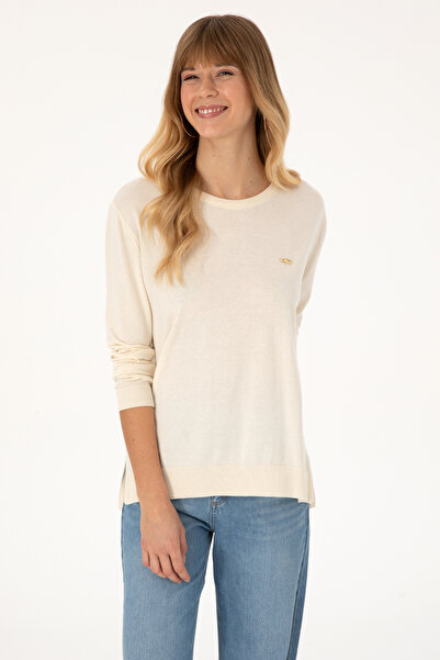 U.S. Polo Assn. Women's Ecru Crew Neck Basic Sweater 50313579-Vr256