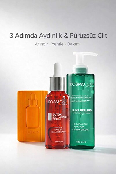 kosmo slim 3’lü Cilt Bakım Seti – Kojik Sabun, Luxe Peeling & Dutox Serum | A...