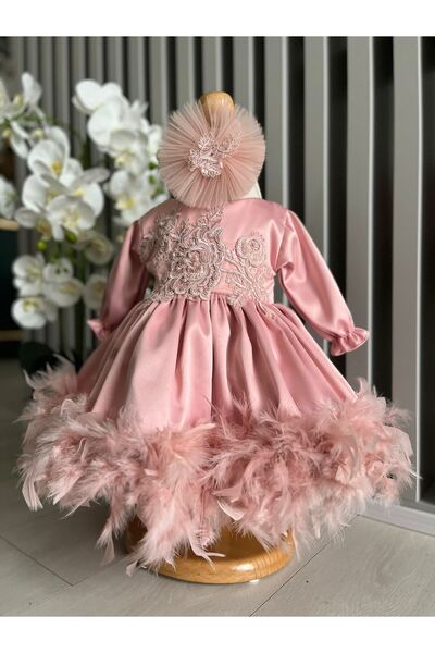 Inovius Rochita botez Anne - cu pene - DPH22 - Marime: 0-3 Luni Maneca Lunga