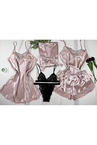 ROZENİN LINGERIE 6 Parça Sabahlık Gecelik İç Çamaşırı Takımı Çeyiz Seti